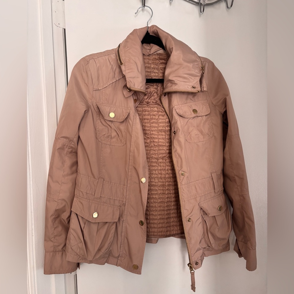 Zara Women's Utility Jacket in Tan with Gold Buttons